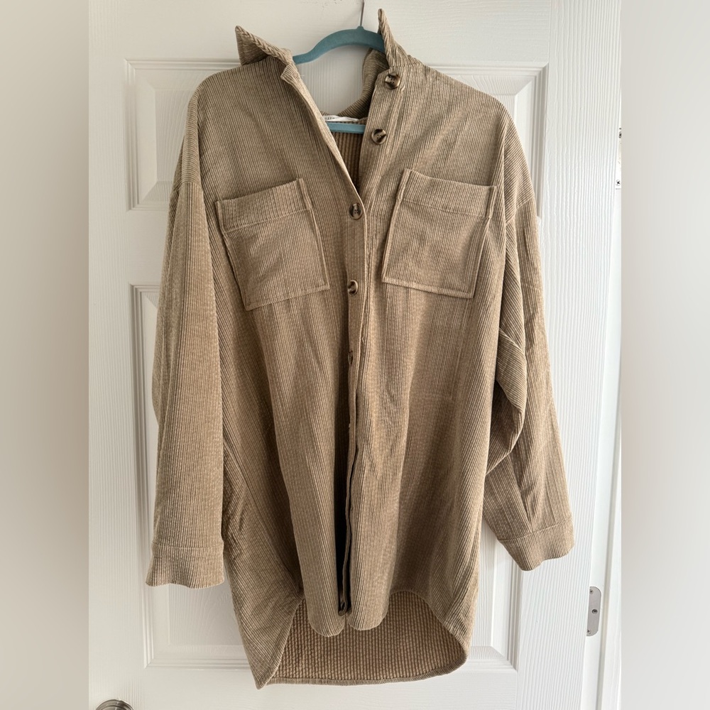 12TH TRIBE - Maxie Tan Corduroy Shacket Dress - Small